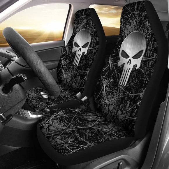 Harvest Moon Camouflage Punisher Custom Metallic Printed Car Seat Covers 211201 - YourCarButBetter