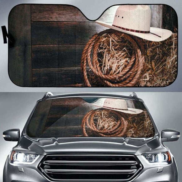 Hat & Ropes of Cowboy car auto sunshades 172609 - YourCarButBetter