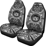 Hawaii Car Seat Cover - Hawaii Coat Of Arms Polynesian White Black 105905 - YourCarButBetter