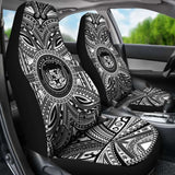 Hawaii Car Seat Cover - Hawaii Coat Of Arms Polynesian White Black 105905 - YourCarButBetter