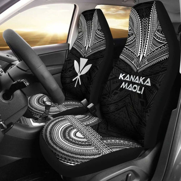 Hawaii Car Seat Cover - Kanaka Maoli Polynesian Chief Tattoo Black Version - 10 174914 - YourCarButBetter