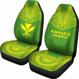 Hawaii Car Seat Cover - Kanaka Maoli Polynesian Chief Tattoo Green Version - 10 174914 - YourCarButBetter