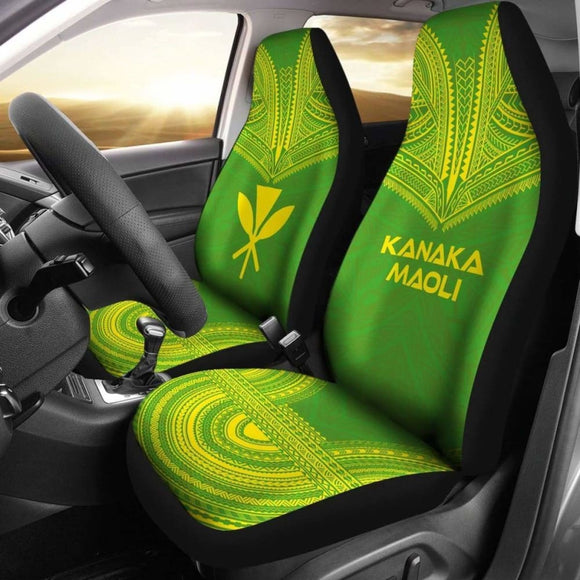 Hawaii Car Seat Cover - Kanaka Maoli Polynesian Chief Tattoo Green Version - 10 174914 - YourCarButBetter