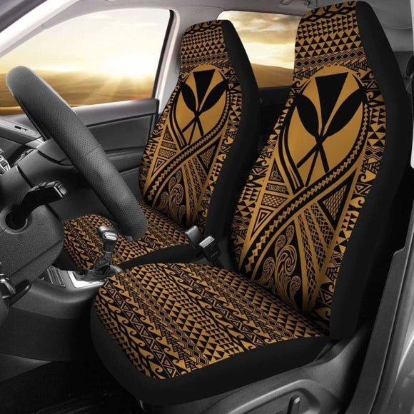 Hawaii Car Seat Cover - Hawaii Kanaka Maoli Polynesian Tattoo Gold - 105905 - YourCarButBetter