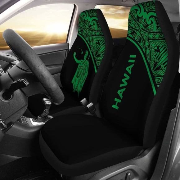 Hawaii Car Seat Covers - Kamehameha King Polynesian Green Curve - 105905 - YourCarButBetter