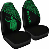 Hawaii Car Seat Covers - Kamehameha King Polynesian Green Curve - 105905 - YourCarButBetter