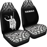 Hawaii Car Seat Covers - Kamehameha King Polynesian Tattoo Fog Black - 39 174914 - YourCarButBetter