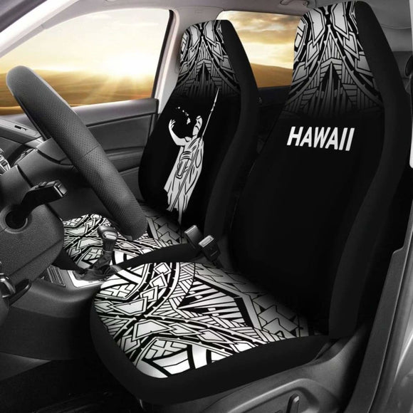 Hawaii Car Seat Covers - Kamehameha King Polynesian Tattoo Fog Black - 39 174914 - YourCarButBetter