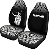 Hawaii Car Seat Covers - Kamehameha King Polynesian Tattoo Fog Black - 39 174914 - YourCarButBetter