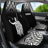 Hawaii Car Seat Covers - Kamehameha King Polynesian Tattoo Fog Black - 39 174914 - YourCarButBetter