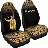 Hawaii Car Seat Covers - Kamehameha King Polynesian Tattoo Fog Gold - 39 174914 - YourCarButBetter