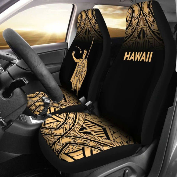 Hawaii Car Seat Covers - Kamehameha King Polynesian Tattoo Fog Gold - 39 174914 - YourCarButBetter