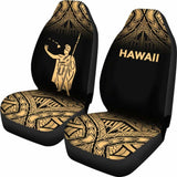 Hawaii Car Seat Covers - Kamehameha King Polynesian Tattoo Fog Gold - 39 174914 - YourCarButBetter