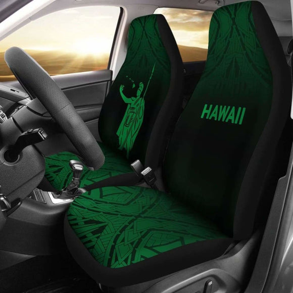 Hawaii Car Seat Covers - Kamehameha King Polynesian Tattoo Fog Green - 39 174914 - YourCarButBetter