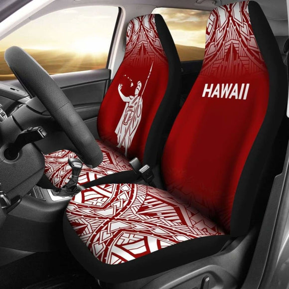 Hawaii Car Seat Covers - Kamehameha King Polynesian Tattoo Fog Red - 39 174914 - YourCarButBetter