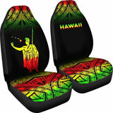 Hawaii Car Seat Covers - Kamehameha King Polynesian Tattoo Fog Reggae - 39 174914 - YourCarButBetter