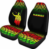 Hawaii Car Seat Covers - Kamehameha King Polynesian Tattoo Fog Reggae - 39 174914 - YourCarButBetter