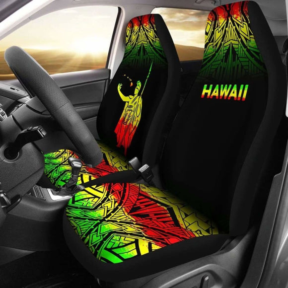 Hawaii Car Seat Covers - Kamehameha King Polynesian Tattoo Fog Reggae - 39 174914 - YourCarButBetter