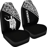 Hawaii Car Seat Covers - Kamehameha King Polynesian White Curve - 105905 - YourCarButBetter
