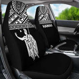 Hawaii Car Seat Covers - Kamehameha King Polynesian White Horizontal - 105905 - YourCarButBetter