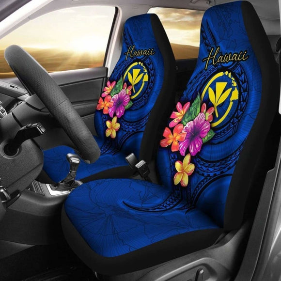Hawaii Car Seat Covers Polynesian Floral With Seal Blue 153908 - YourCarButBetter