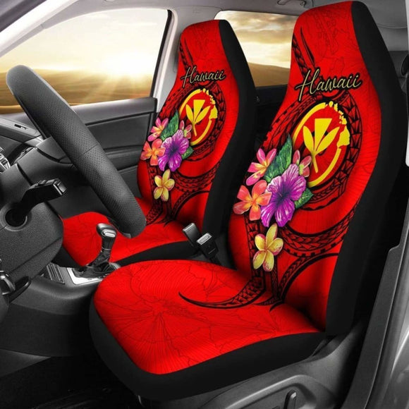 Hawaii Car Seat Covers Polynesian Floral With Seal Red 153908 - YourCarButBetter