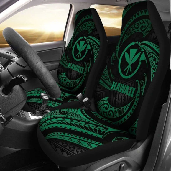 Hawaii Car Seat Covers Polynesian Green Tribal Wave 105905 - YourCarButBetter