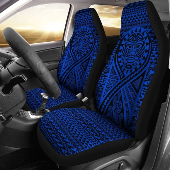 Hawaii Car Seat Covers - Polynesian Mask Tattoo Tattoo Blue - 105905 - YourCarButBetter