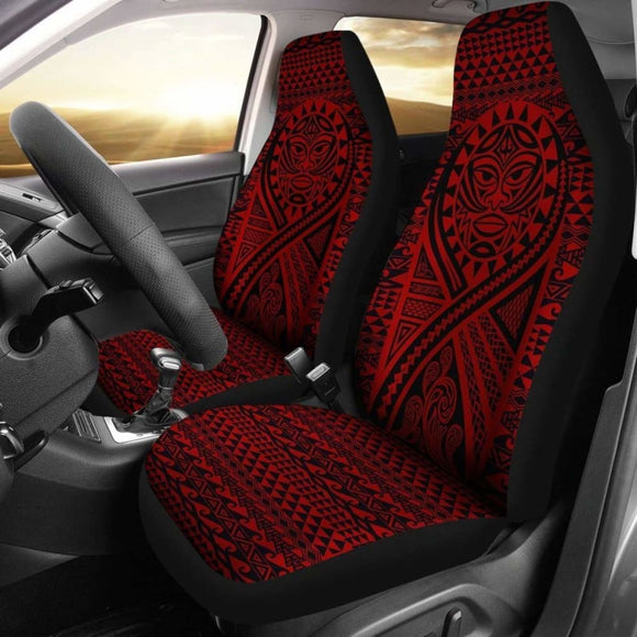 Hawaii Car Seat Covers - Polynesian Mask Tattoo Tattoo Red - 105905 - YourCarButBetter