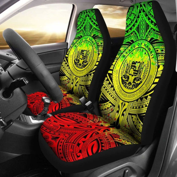 Hawaii Car Seat Covers - Polynesian Tattoo & Coat Of Arm Hawaii - 174914 - YourCarButBetter