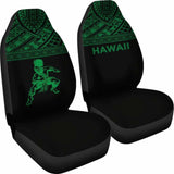 Hawaii Car Seat Covers - Polynesian Warriors Tattoo Horizontal Green - 39 174914 - YourCarButBetter