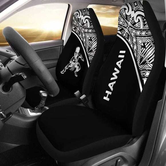 Hawaii Car Seat Covers - Polynesian Warriors Tattoo White Curve - 39 174914 - YourCarButBetter