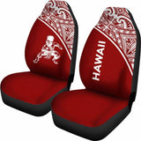 Hawaii Car Seat Covers - Polynesian Warriors Tattoo White Curve Red - 39 174914 - YourCarButBetter