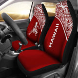 Hawaii Car Seat Covers - Polynesian Warriors Tattoo White Curve Red - 39 174914 - YourCarButBetter