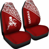 Hawaii Car Seat Covers - Polynesian Warriors Tattoo White Curve Red - 39 174914 - YourCarButBetter