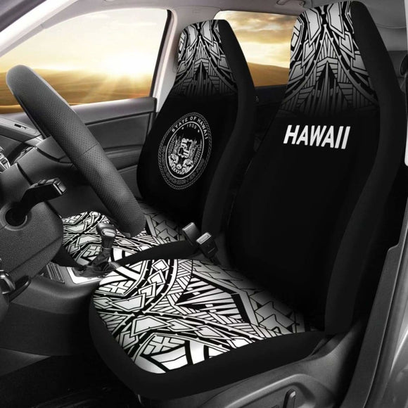 Hawaii Car Seat Covers - Hawaii Seal Polynesian Tattoo Fog Black - 39 174914 - YourCarButBetter
