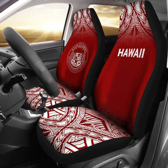 Hawaii Car Seat Covers - Hawaii Seal Polynesian Tattoo Fog Red - 39 174914 - YourCarButBetter