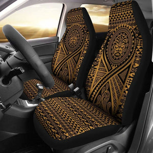 Hawaii Car Seat Covers - Tiki Face Tattoo Gold - 105905 - YourCarButBetter