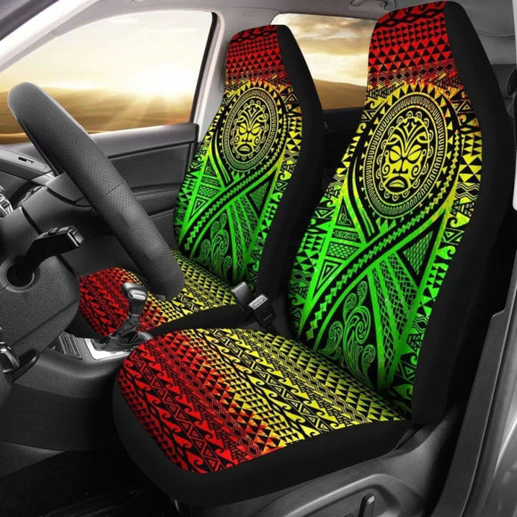 Hawaii Car Seat Covers - Tiki Face Tattoo Reggae - 9 174914 - YourCarButBetter