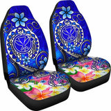 Hawaii Car Seat Covers - Turtle Plumeria Polynesian Tattoo Blue Color - 091114 - YourCarButBetter
