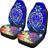 Hawaii Car Seat Covers - Turtle Plumeria Polynesian Tattoo Blue Color - 091114 - YourCarButBetter