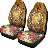 Hawaii Car Seat Covers - Turtle Plumeria Polynesian Tattoo Gold Color - 091114 - YourCarButBetter