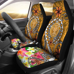 Hawaii Car Seat Covers - Turtle Plumeria Polynesian Tattoo Gold Color - 091114 - YourCarButBetter