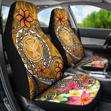 Hawaii Car Seat Covers - Turtle Plumeria Polynesian Tattoo Gold Color - 091114 - YourCarButBetter