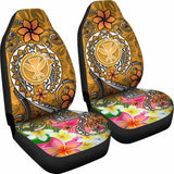 Hawaii Car Seat Covers - Turtle Plumeria Polynesian Tattoo Gold Color - 091114 - YourCarButBetter