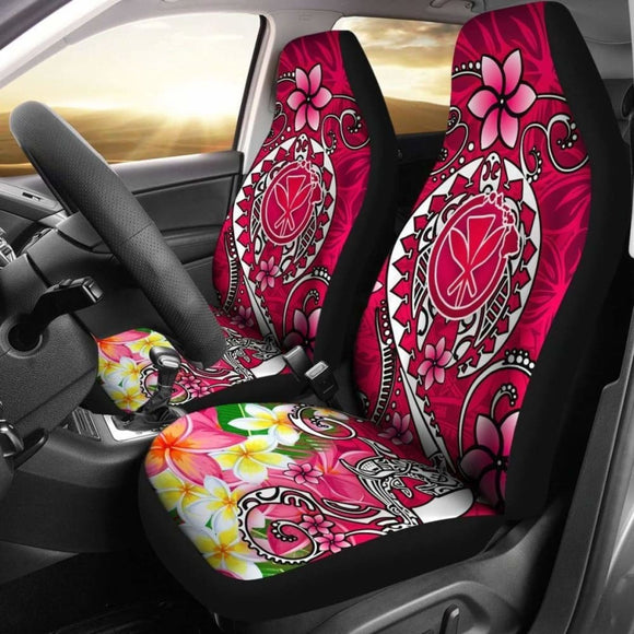 Hawaii Car Seat Covers - Turtle Plumeria Polynesian Tattoo Pink Color - 091114 - YourCarButBetter