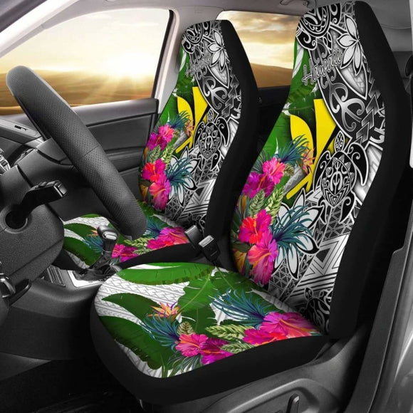 Hawaii Car Seat Covers White - Turtle Plumeria Banana Leaf - 091114 - YourCarButBetter