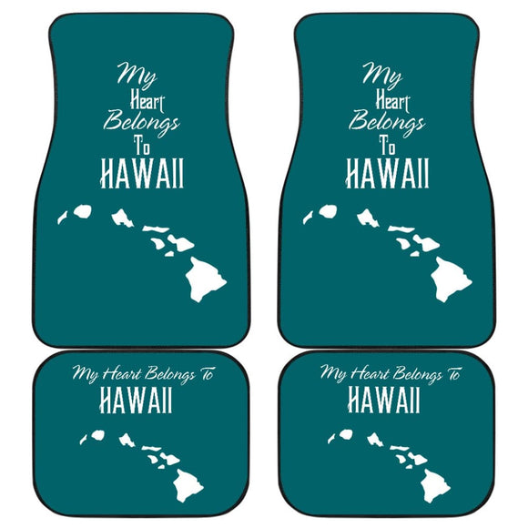 Hawaii Custom Car Accessories My Heart Belongs To Hawaii Car Floor Mats 210201 - YourCarButBetter
