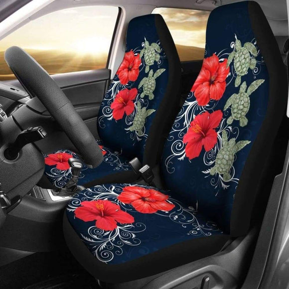 Hawaii Deep Blue Hibiscus Turtle Car Seat Covers - 091114 - YourCarButBetter