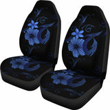 Hawaii Fish Hook Hibiscus Poly Turquoise Car Seat Covers - 232125 - YourCarButBetter
